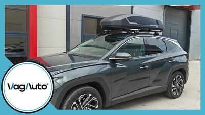 HYUNDAI TUCSON - cu bare longitudinale lipite de plafon - montaj cutie Thule Force și bare Thule WingBar Evo