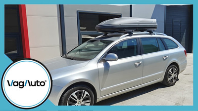 SKODA SUPERB - cu bare longitudinale despartite de plafon - montaj cutie Modula Wego + bare Thule Wingbar Evo