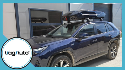 TOYOTA RAV4 - cu bare longitudinale lipite de plafon - montaj bare transversale Thule Wingbar Edge și cutie Thule Motion 3
