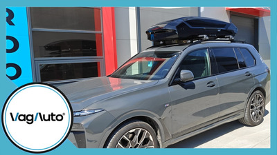 BMW X7 - cu bare longitudinale despartite de plafon - montaj cutie Thule Motion 3 și bare Thule WingBar Edge