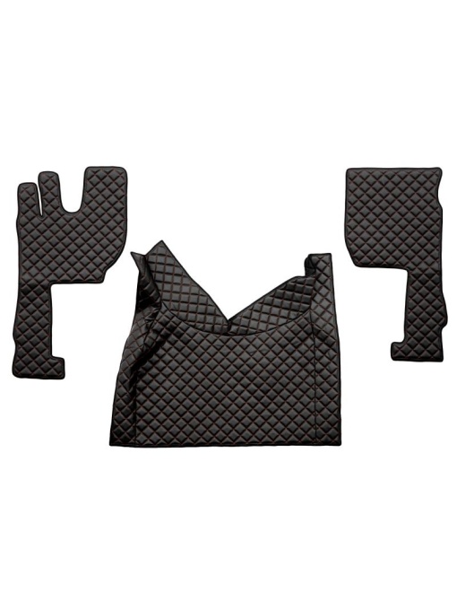 Huse Scaune Camioane F-CORE - Set 3 Buc, Piele Matlasată Eko, Negru cu Fir Roșu