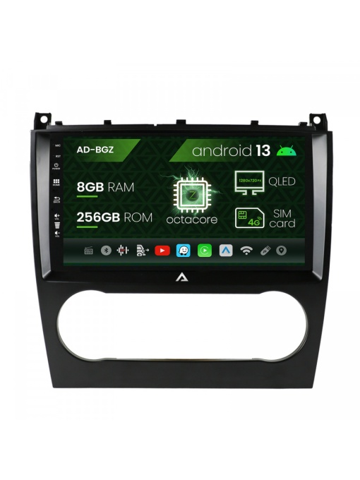 Navigatie Mercedes Benz C-Class W203 (2004-2011), Android 13, Z-Octacore , 8GB RAM , 256GB ROM, 9 INCH - AD-BGZ9008,AD-BGRKIT414