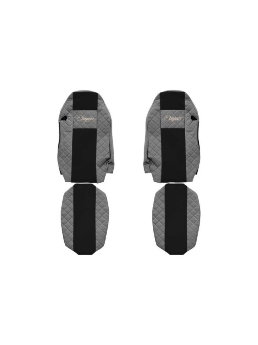 Set 2 huse scaun camion F-Core, Piele-ECO, pentru MAN TGX, Gri/Negru, Scaun sofer standard