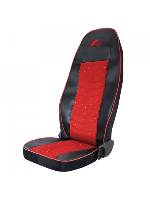 Set huse scaun UMBRELLA pentru SCANIA R SERIE 2006-2020 ECO LEATHER + VELVET BLACK+RED