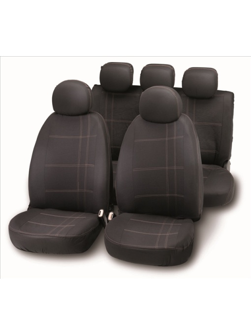10028Bt Set Complet Huse Scaune (Fata+Spate) Negru-Gri Embroidery Bottari