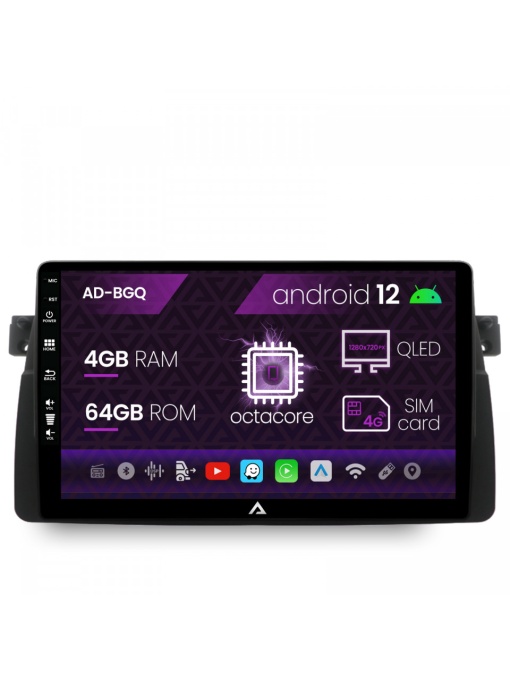 Navigatie BMW E46, Android 12, Q-Octacore , 4GB RAM , 64GB ROM, 9 Inch - AD-BGQ9004,AD-BGRKIT397