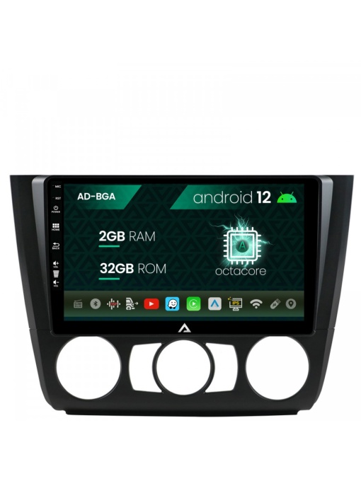 Navigatie BMW Seria 1 E87 (2007-2011), Clima Manuala, Android 12, A-Octacore , 2GB RAM , 32GB ROM, 9 Inch - AD-BGA9002,AD-BGRKIT398
