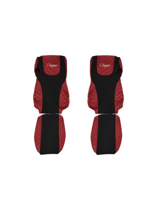 Set 2 huse scaun camion F-Core, Piele-ECO, pentru DAF XF 105, XF 106, Rosu/ Negru