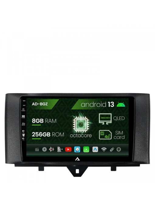 Navigatie Smart Fortwo (2010-2015), Android 13, Z-Octacore , 8GB RAM , 256GB ROM, 9 Inch - AD-BGZ9008,AD-BGRKIT409