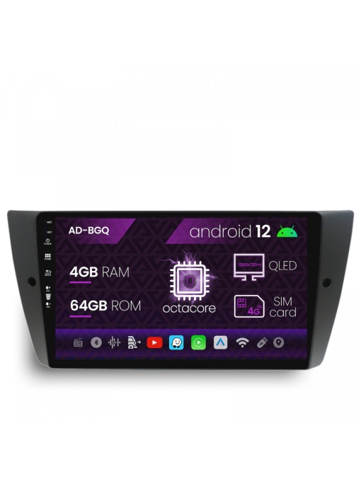 Navigatie BMW Seria 3 E90, E91, E92, Android 12, Q-Octacore , 4GB RAM , 64GB ROM, 9 Inch - AD-BGQ9004,AD-BGRKIT391
