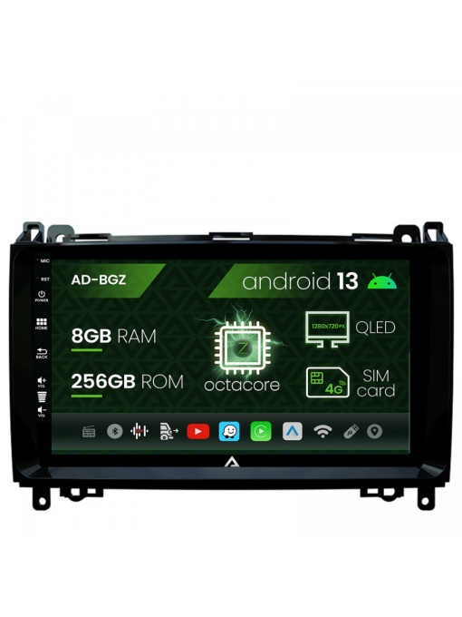 Navigatie Mercedes Benz Sprinter, Viano, Vito, A,B Class, Crafter, Android 13, Z-Octacore , 8GB RAM , 256GB ROM, 9 Inch - AD-BGZ9008,AD-BGRKIT407