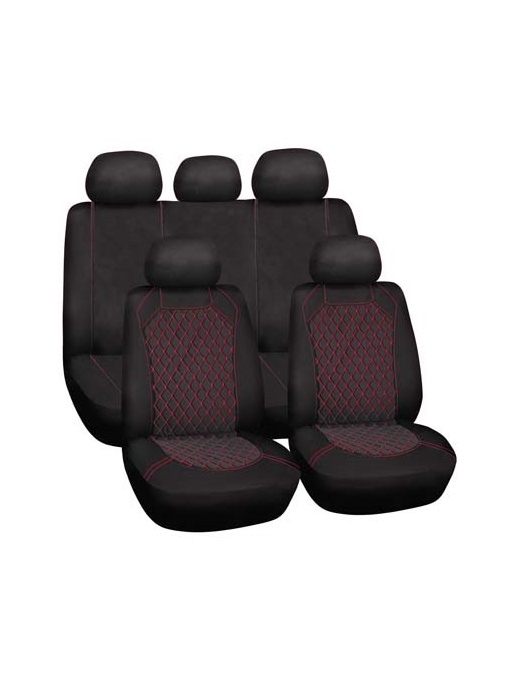 10031Bt Set Complet Huse Scaune (Fata+Spate) Negru-Rosu Spiderweb Bottari