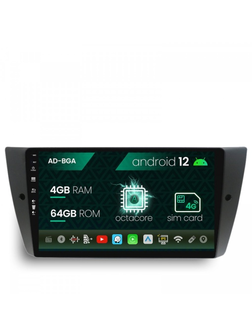 Navigatie BMW Seria 3 E90, E91, E92, Android 12, A-Octacore , 4GB RAM , 64GB ROM, 9 Inch - AD-BGA9004,AD-BGRKIT391