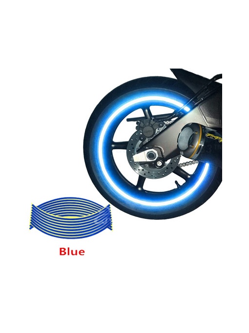 Set 16 ornamente Reflectorizante pentru jante auto, moto, culoare Albastra