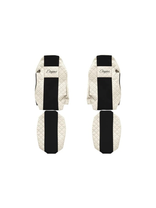Set 2 huse scaun camion F-Core, Piele-ECO, pentru MAN TGX, Bej/Negru, Scaun sofer standard