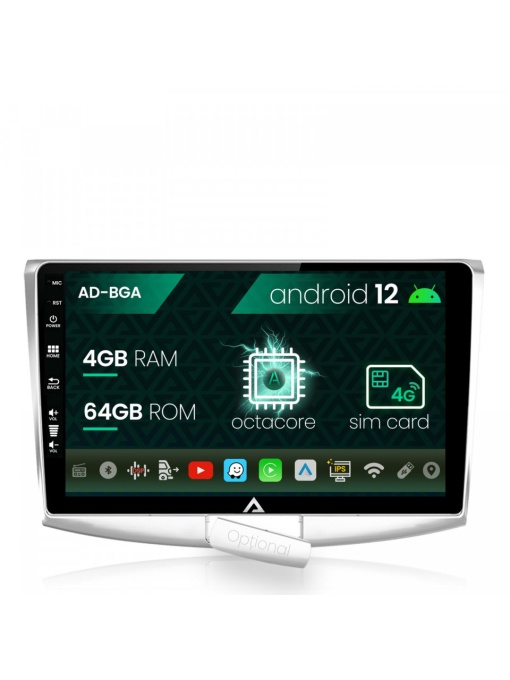 Navigatie Volkswagen Passat B6 , B7 , CC, Android 12, A-Octacore , 4GB RAM , 64GB ROM, 10.1 Inch - AD-BGA10004,AD-BGRKIT025