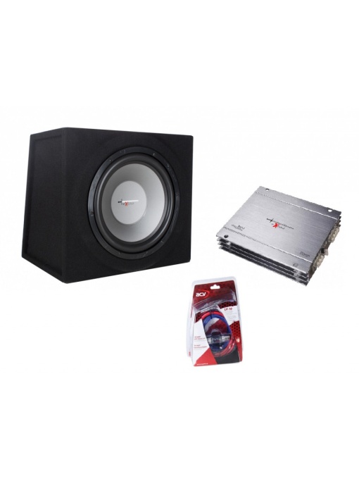 Pachet Subwoofer Auto Excalibur X12C (12") + Amplificator 2 canale Excalibur X600.2 + Kit de Cabluri ACV LK-10