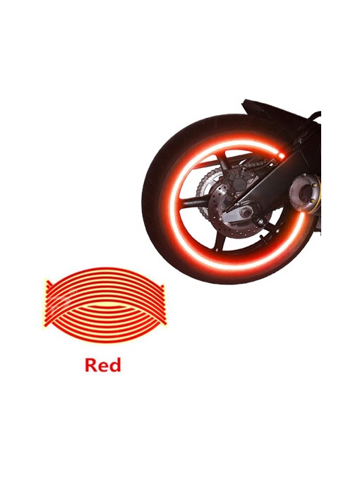 Set 16 ornamente Reflectorizante pentru jante auto, moto, culoare Rosie