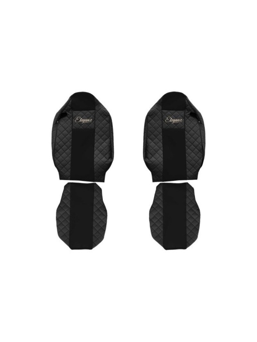 Set 2 huse scaun camion F-Core, Piele-ECO, pentru Renault T, Negru