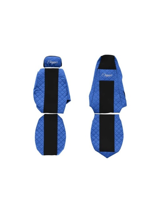 Set 2 huse scaun camion F-Core, Piele-ECO, pentru SCANIA P,G,R,T, Albastru/Negru, tetiera pasager ajustabila