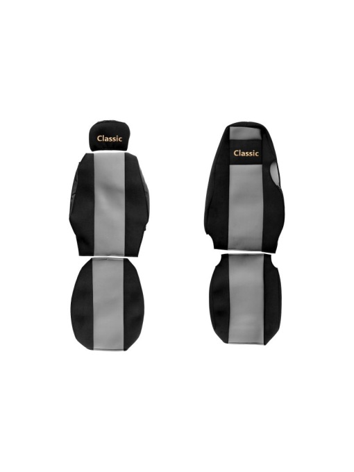 Set huse scaun textil camion compatibile cu SERIA 4 cu tetiere diferite, Gri