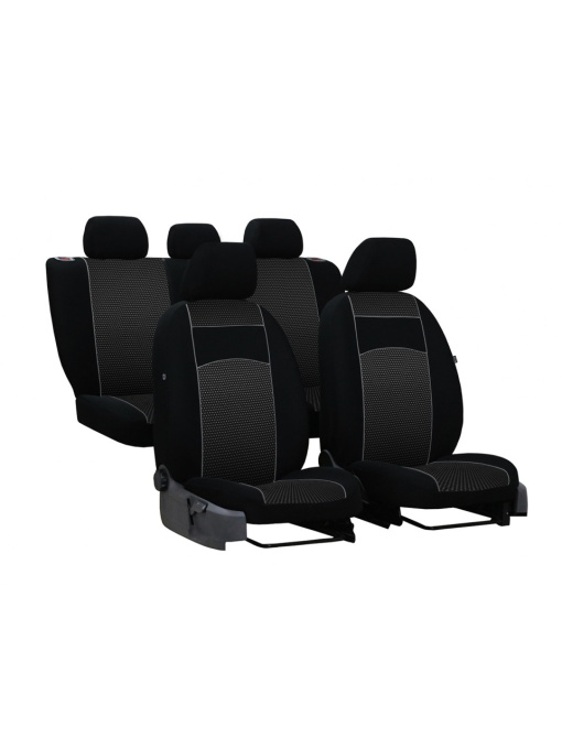 Huse auto VIP (negru) VW Touran I (FL), caroserie minivan, fabricatie 2010 - 2015 (5 locuri, cu masa pliabila pe spatar)