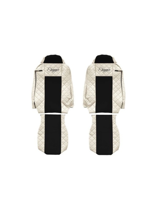 Set 2 huse scaun camion F-Core, Piele-ECO, pentru IVECO STRALIS, Bej/ Negru