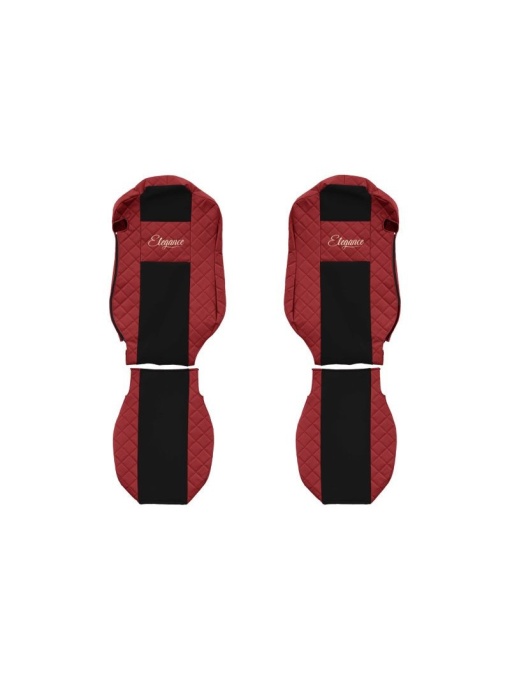 Set 2 huse scaun camion F-Core, Piele-ECO, pentru MERCEDES ACTROS MP4 / MP5, Rosu/ Negru, scaune standard