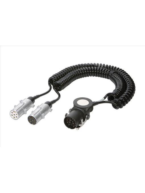 Cablu Electric Spiralat Cu Adaptor De La 15 Pini La 2X7 Pini (Tip N+Tip S) Metalic Vignal