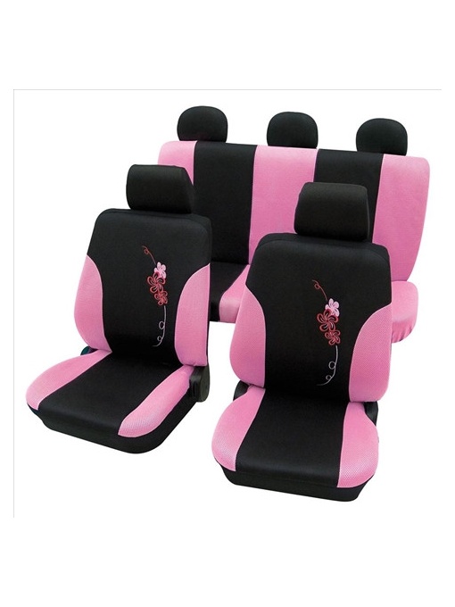 Set Complet Huse Scaune (Fata-Spate) Roz -Flower- Petex