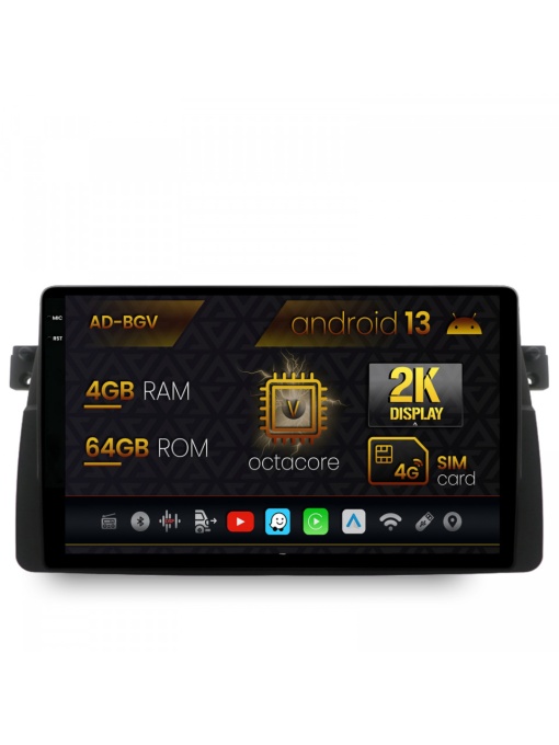 Navigatie BMW E46, Android 13, V-Octacore , 4GB RAM , 64GB ROM, 9.5 Inch - AD-BGV9004,AD-BGRKIT397