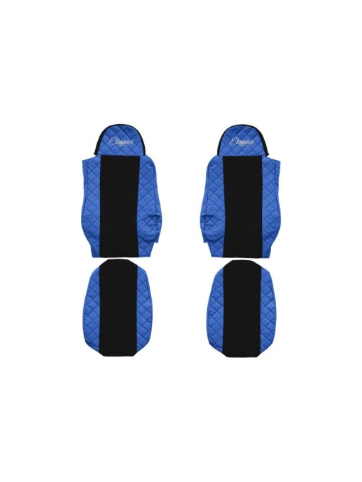 Set 2 huse scaun camion F-Core, Piele-ECO, pentru DAF 95 XF, CF 85, LF 45, LF 55, XF 105, XF, Albastru/ Negru