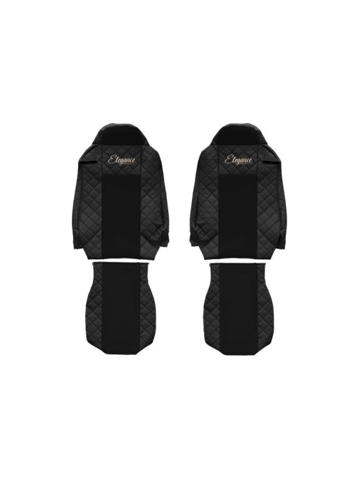 Set 2 huse scaun camion F-Core, Piele-ECO, pentru MAN TGX, Negru, scaune ISRI