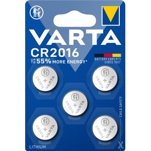 Baterii Varta tip buton CR 2016, 90 mAh, 5 buc