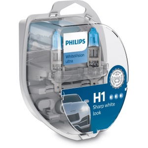 Bec Halogen Philips H1/W5W WhiteVision ultra 12V 55W P14,5s - Set 2 Buc