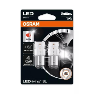 Bec Osram LEDriving SL P21/5W Rosu | 12V - BAY15d - Set 2 buc (Off-Road)