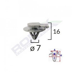 Clips Fixare Elemente Exterior Pentru Mini 7X16Mm Gri Set 5 Buc