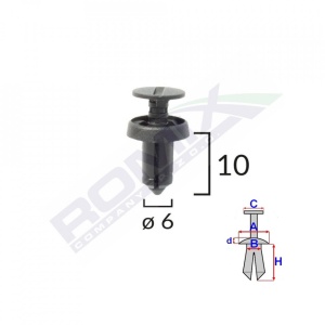Clips Fixare Pentru Dacia Renault 6X10Mm - Negru Set 10 Buc