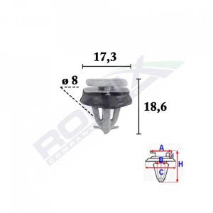 CLIPS FIXARE PENTRU IVECO DAILY 2006 - 8X18.6MM GRI - SET 10 BUC