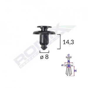 Clips Fixare Pentru Mazda/Subaru 8X14.3Mm - Negru Set 10 Buc