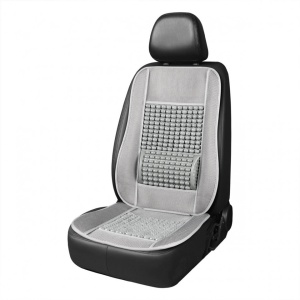 Husa scaun auto cu bile de masaj si suport lombar, dimensiuni 110 x 46 cm, culoare Gri - Img 1