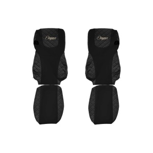 Huse pentru Scaune Elegance - Negru, Eco-piele / Velours, Euro 6, Compatibile DAF