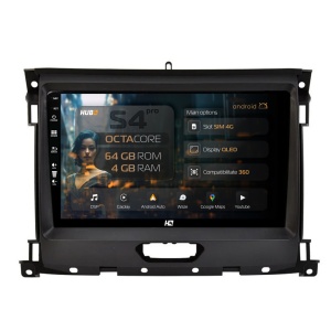 Navigatie HUB64 Ford Ranger (2015-2022), 4GB RAM, Android 13, Octacore, Slot Sim 4G, DSP, GPS, Wi-FI, Carplay, Android Auto, USB, Bluetooth, Waze, Touchscreen, 9 inch