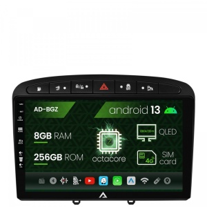 Navigatie Peugeot 308,408 (2008-2013), Android 13, Z-Octacore , 8GB RAM , 256GB ROM, 9 Inch - AD-BGZ9008,AD-BGRKIT265