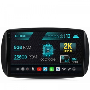 Navigatie Smart For Two (2016-Prezent), Android 13, X-Octacore , 8GB RAM , 256GB ROM, 9.5 Inch - AD-BGX9008,AD-BGRKIT412