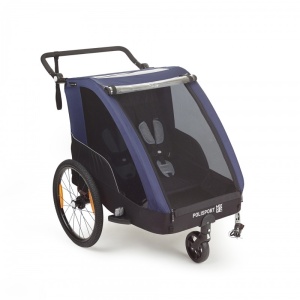 Remorca Si Carucior Transport Copii Polisport - Albastru