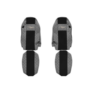 Set 2 huse scaun camion F-Core, Piele-ECO, pentru MAN TGX, Gri/Negru, Scaun sofer standard