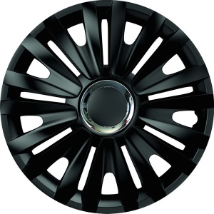 Set Capace Roti 14` Negre Cu Inel Cromat Royal