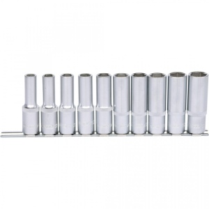 Set capete de clichet 1/2" cu șase canturi, lung, 10 piese, 10-19mm- KS TOOLS - 917.0615