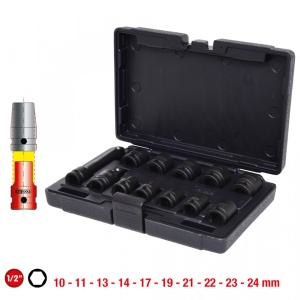 SET CHEI TUBULARE IMPACT HEX.E, SCURTE, 1/2, 12 PCS-KS TOOLS - 515.0112